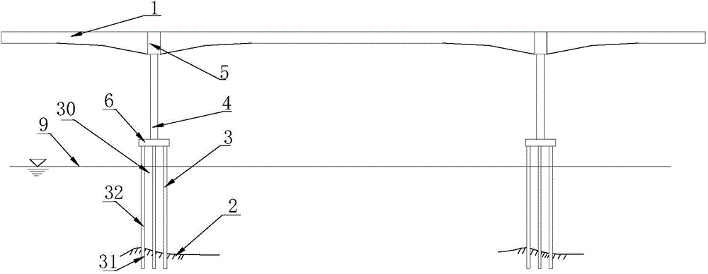 Pile type continuous rigid frame bridge and construction method thereof