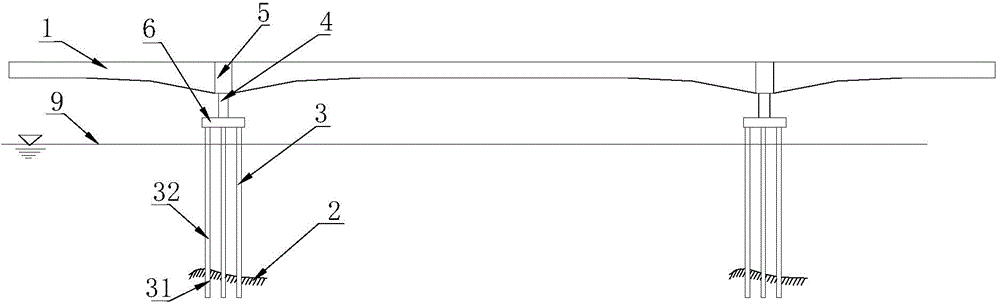 Pile type continuous rigid frame bridge and construction method thereof