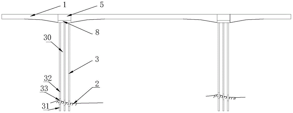 Pile type continuous rigid frame bridge and construction method thereof