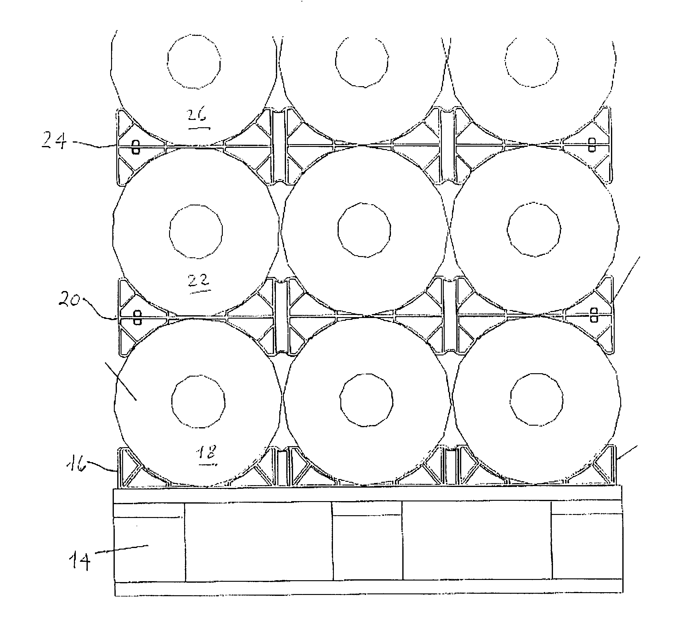 Roll stock cradle structure