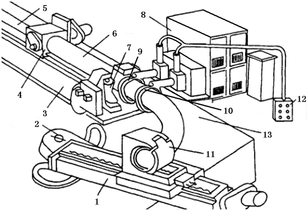 A two-step induction heating device and method for producing bent pipes for oil and gas pipelines