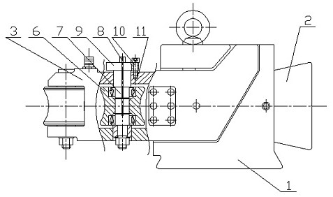 Device and method for adjusting distance between rear guide and guard rollers of a rolling guide and guard