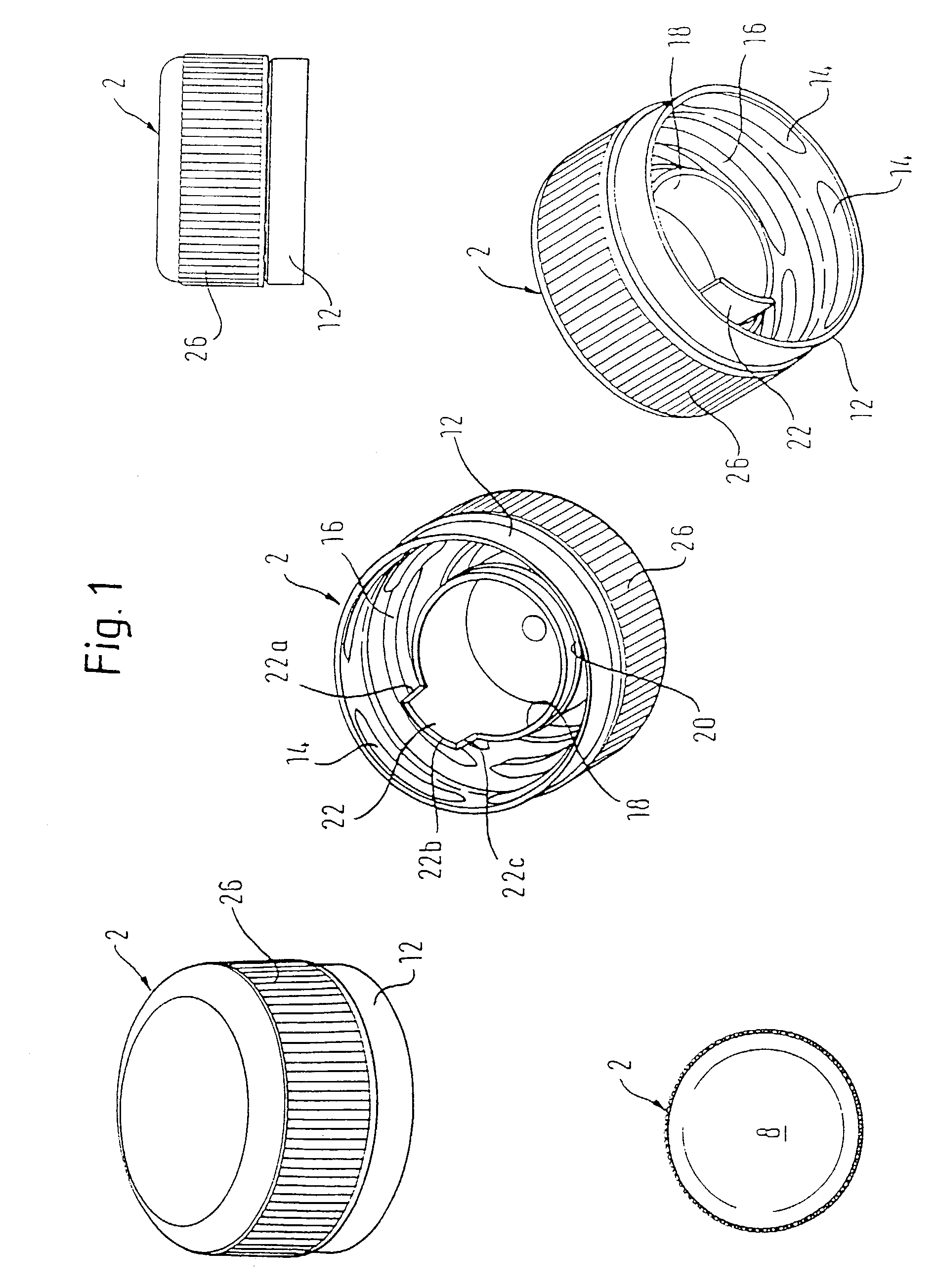 Twist closure means for a container