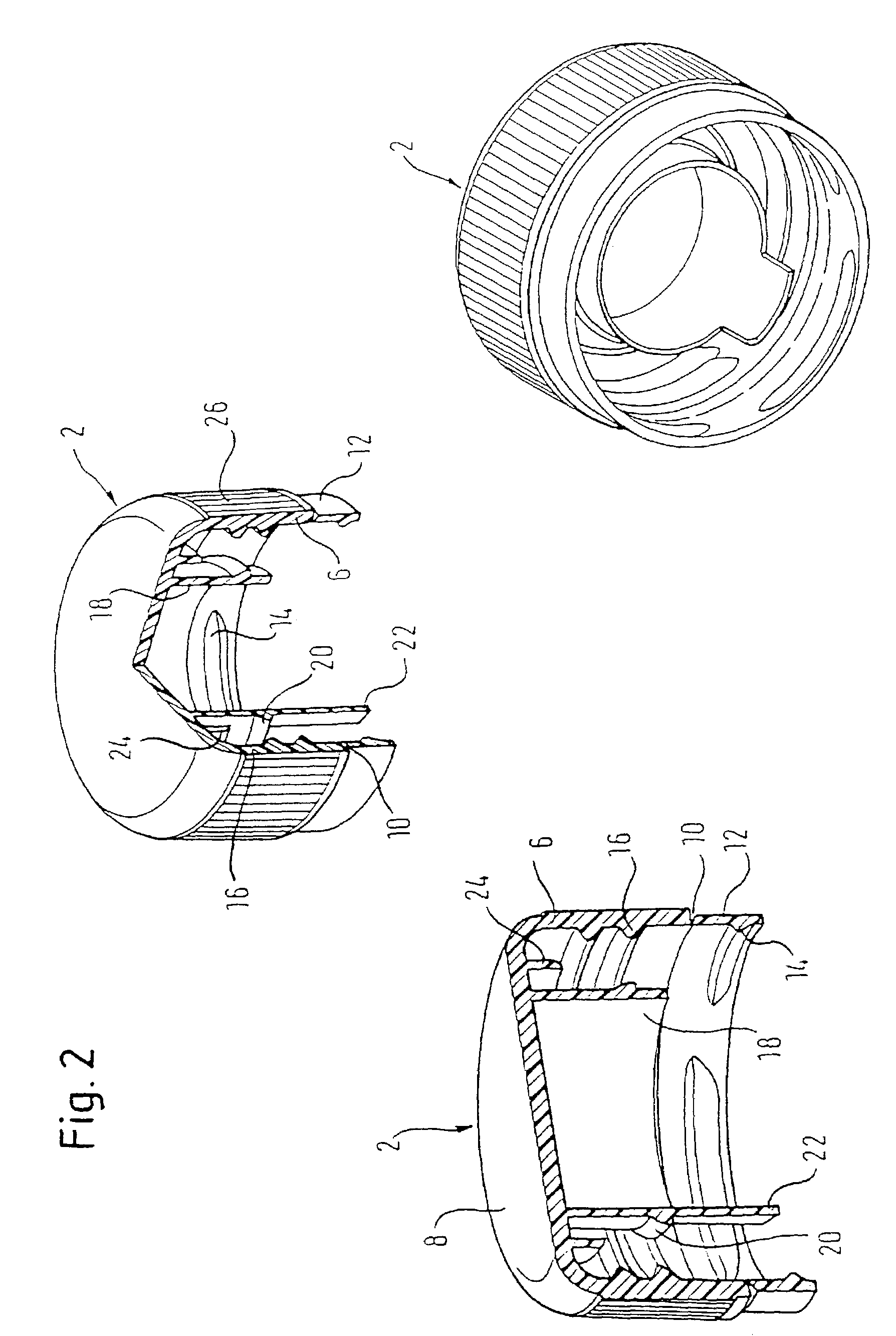 Twist closure means for a container