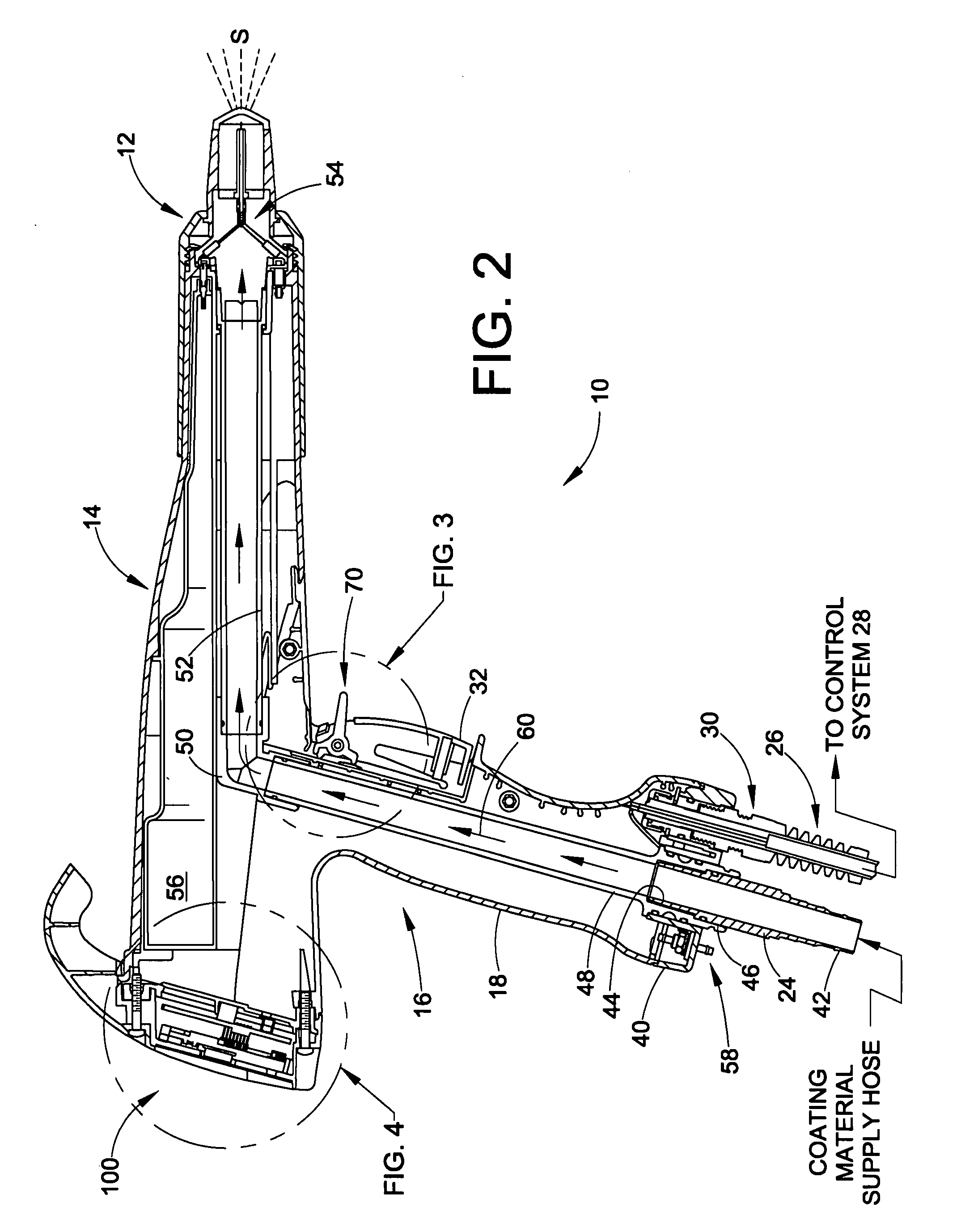 Control function and display for controlling spray gun