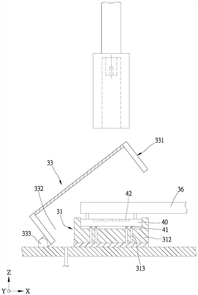 Radio frequency electronic component testing device and testing equipment applying same