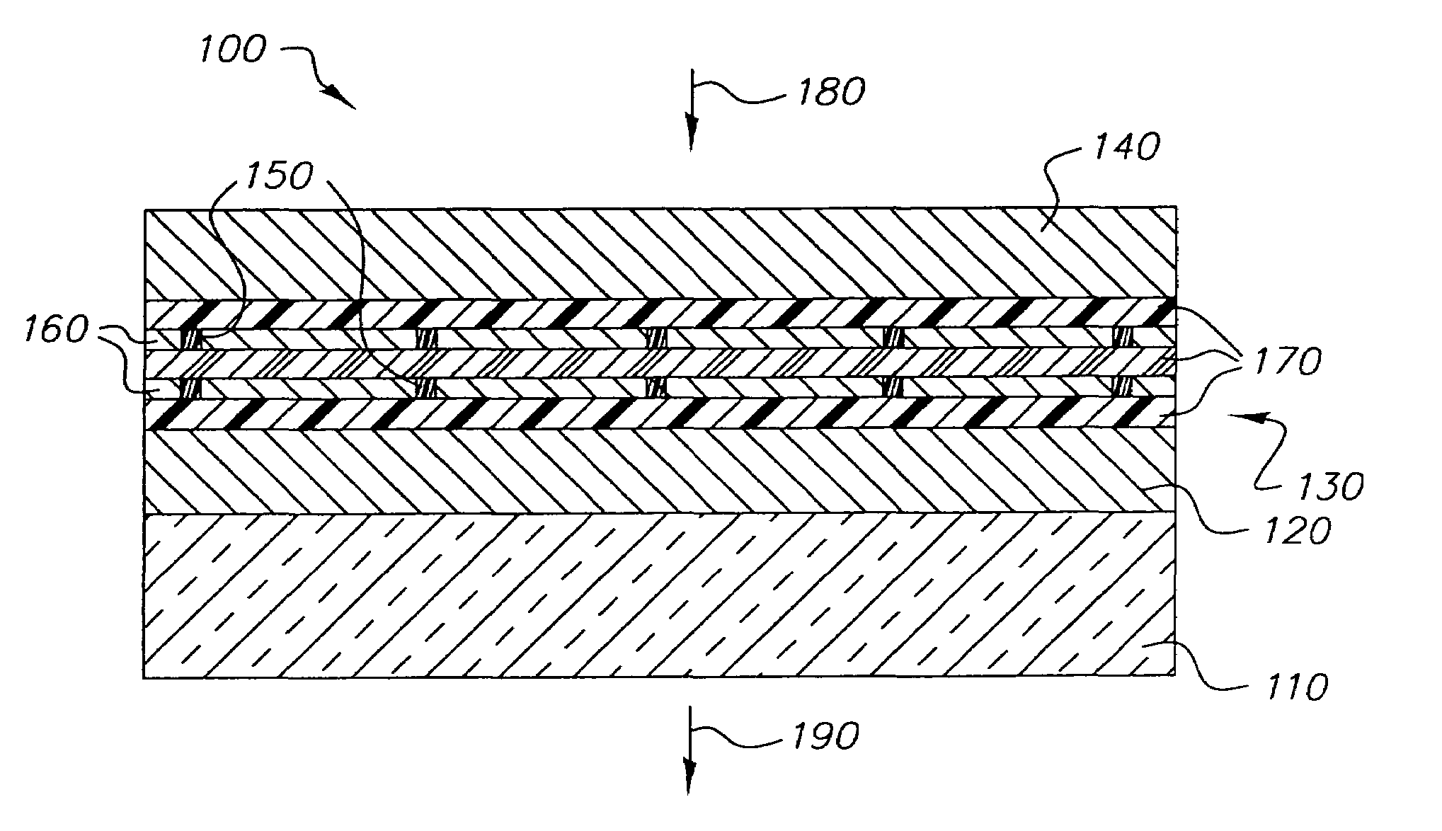 Modulating the properties of the gain region at spaced locations in an organic vertical cavity laser array device