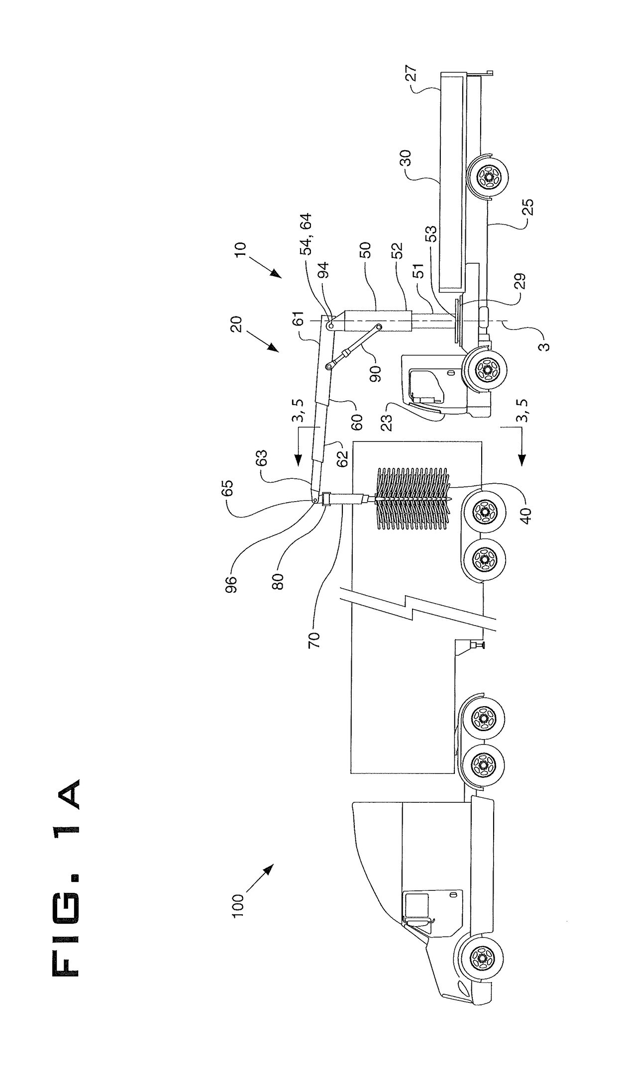 Apparatus and method for cleaning a tractor-trailer