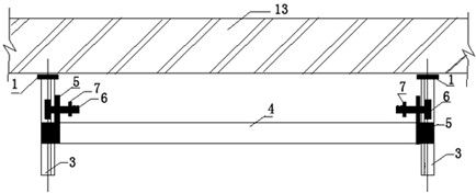 Adjustable vertical pipe integral support and construction method thereof