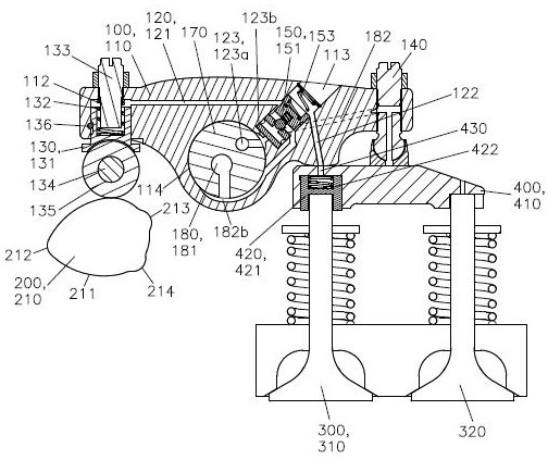 Self-resetting single-valve double-piston hydraulic driving device and method for overhead cam engine