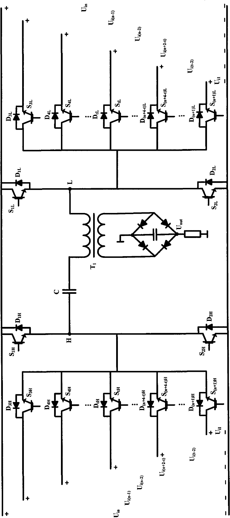 Topology and constant-frequency voltage hysteresis control of multi-level inverter