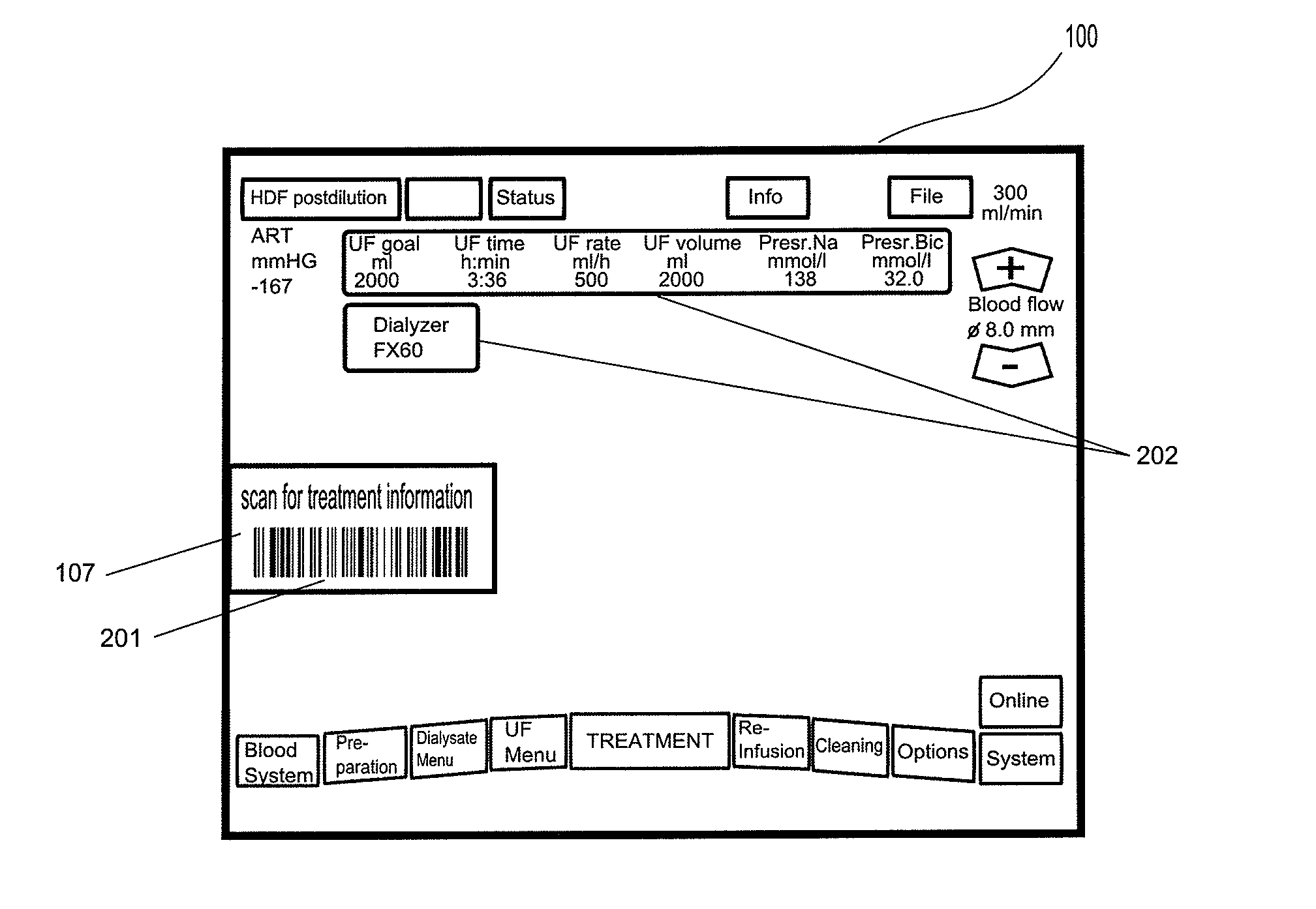 Device and method for creation and display of graphic coding specific for medical devices and medical treatments