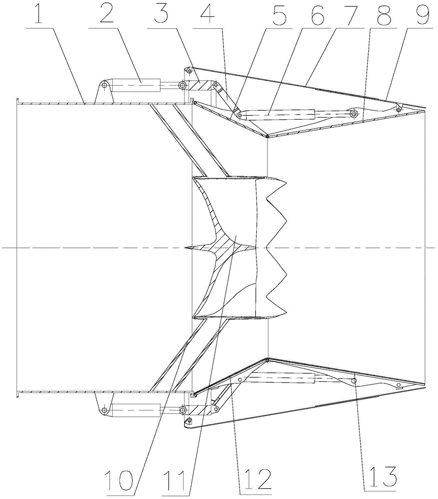 Axisymmetric diverging nozzle