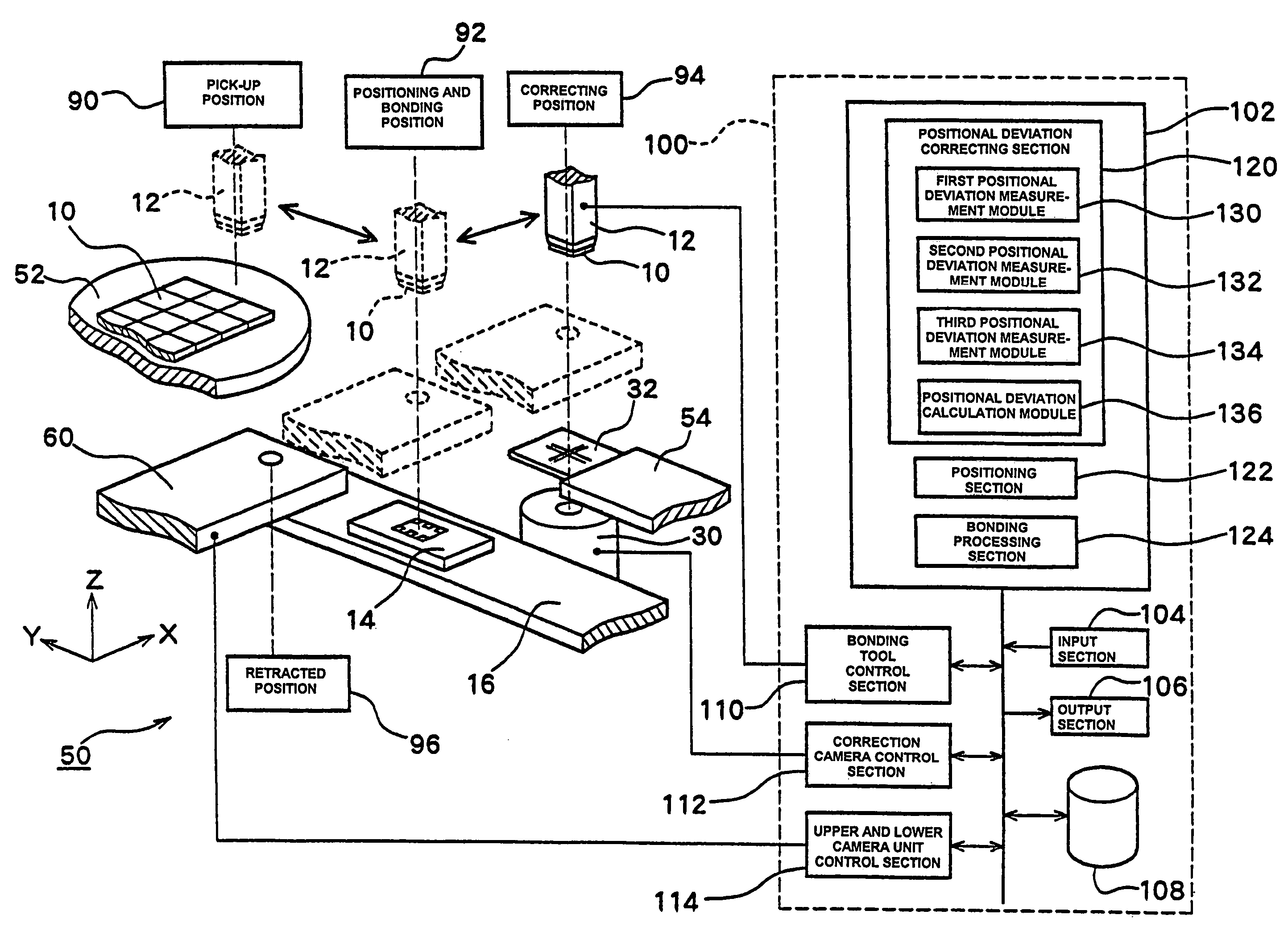 Bonding apparatus with position deviation correction