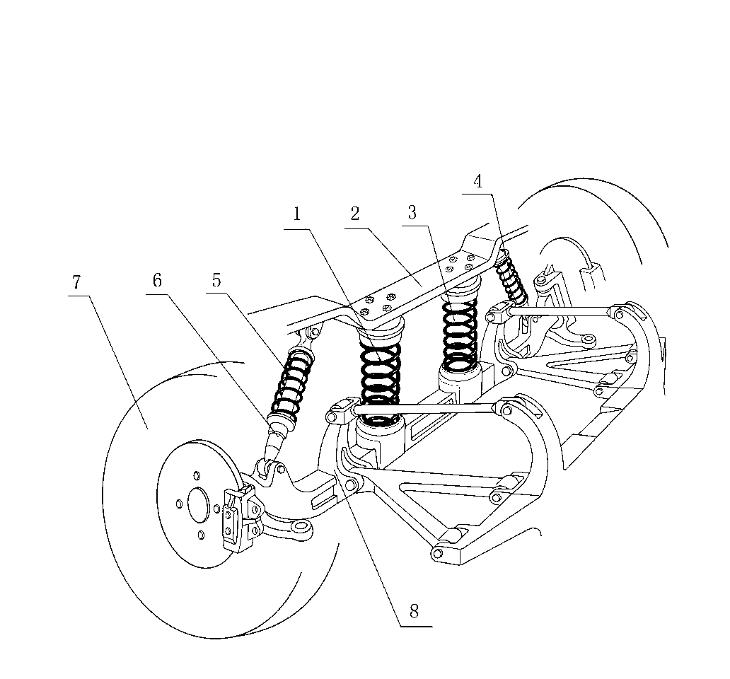 Shock absorbing method and lever-type non-independent suspension bridge device of electric automobile