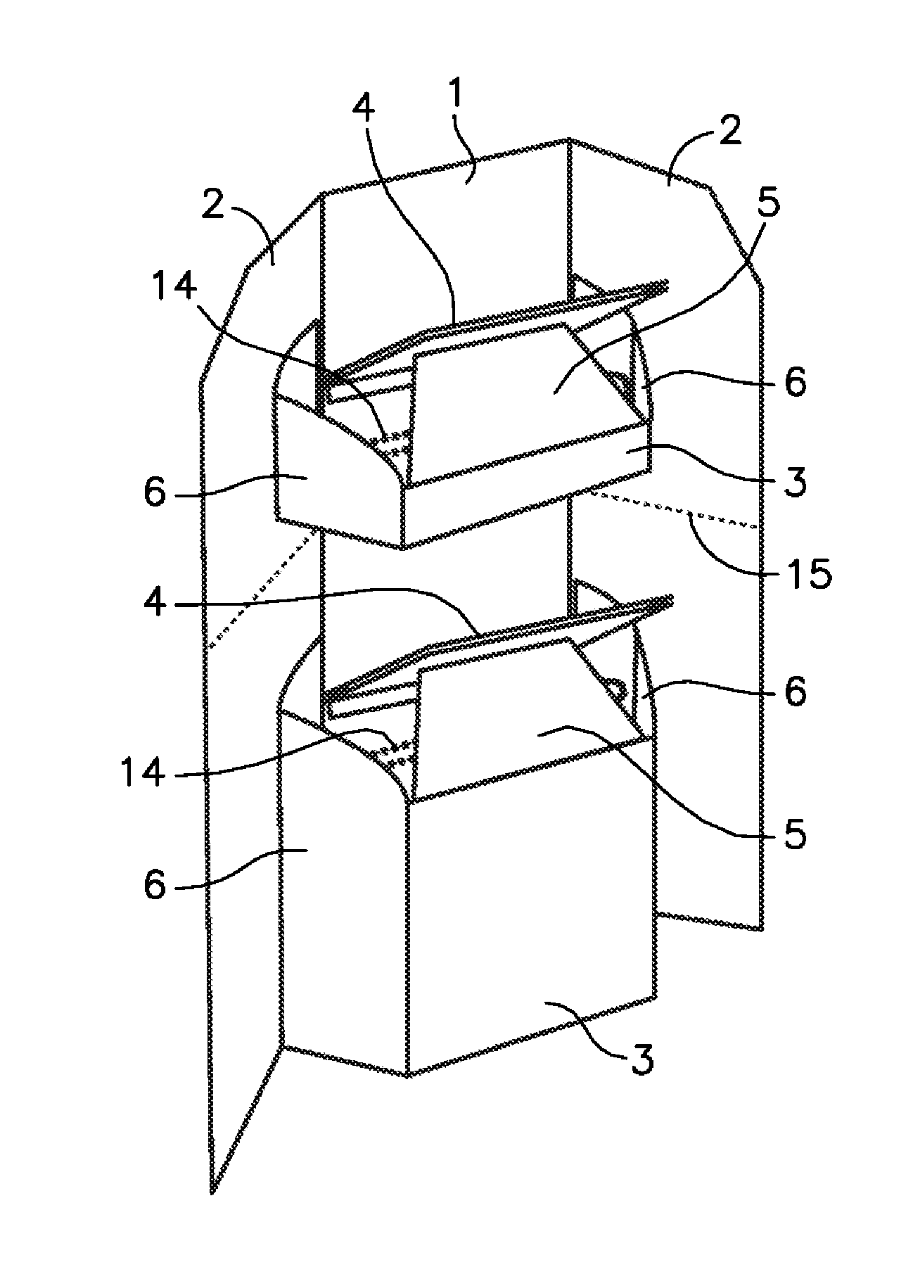 Fold-out shelving unit made of cardboard or a similar material