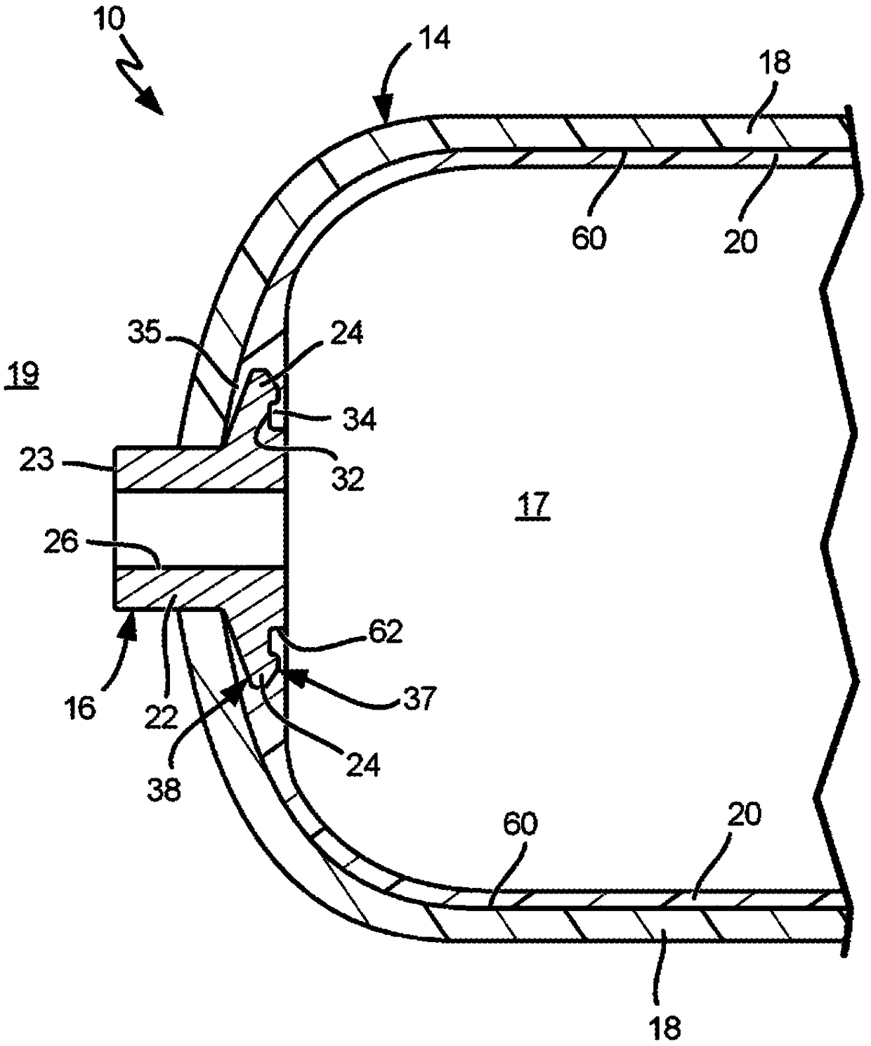 Pressure vessel vented boss with sintered metal plug