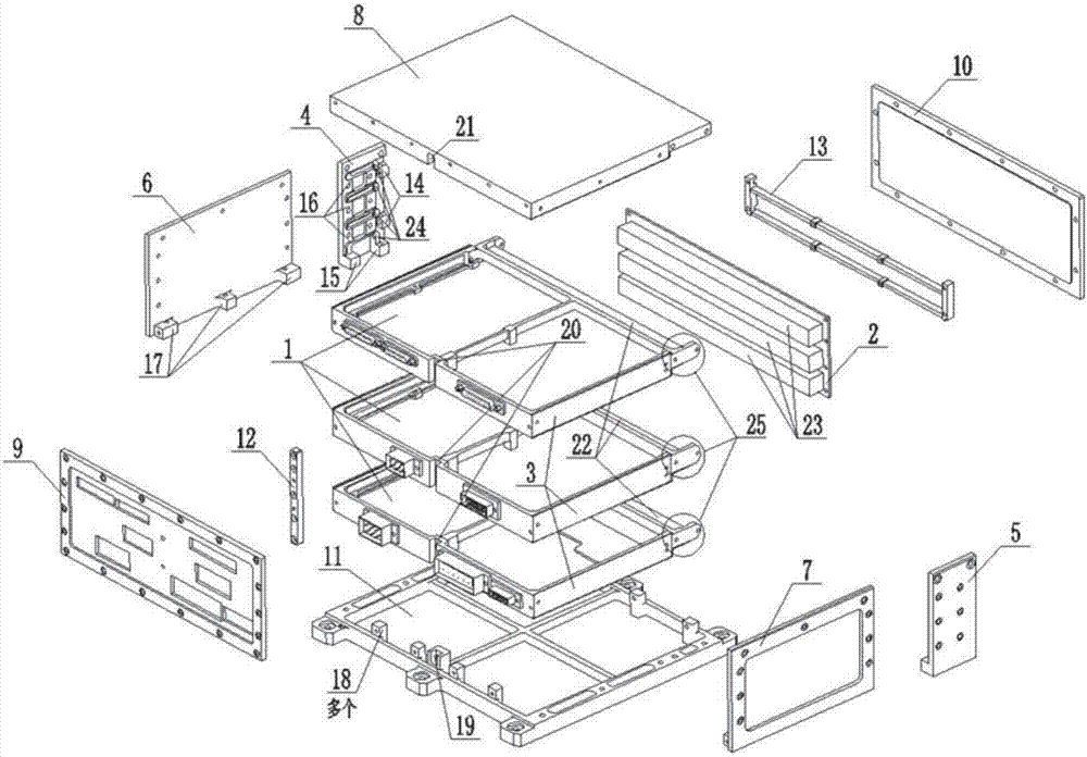 Horizontal plugboard type aerospace integrated electronic single machine structure