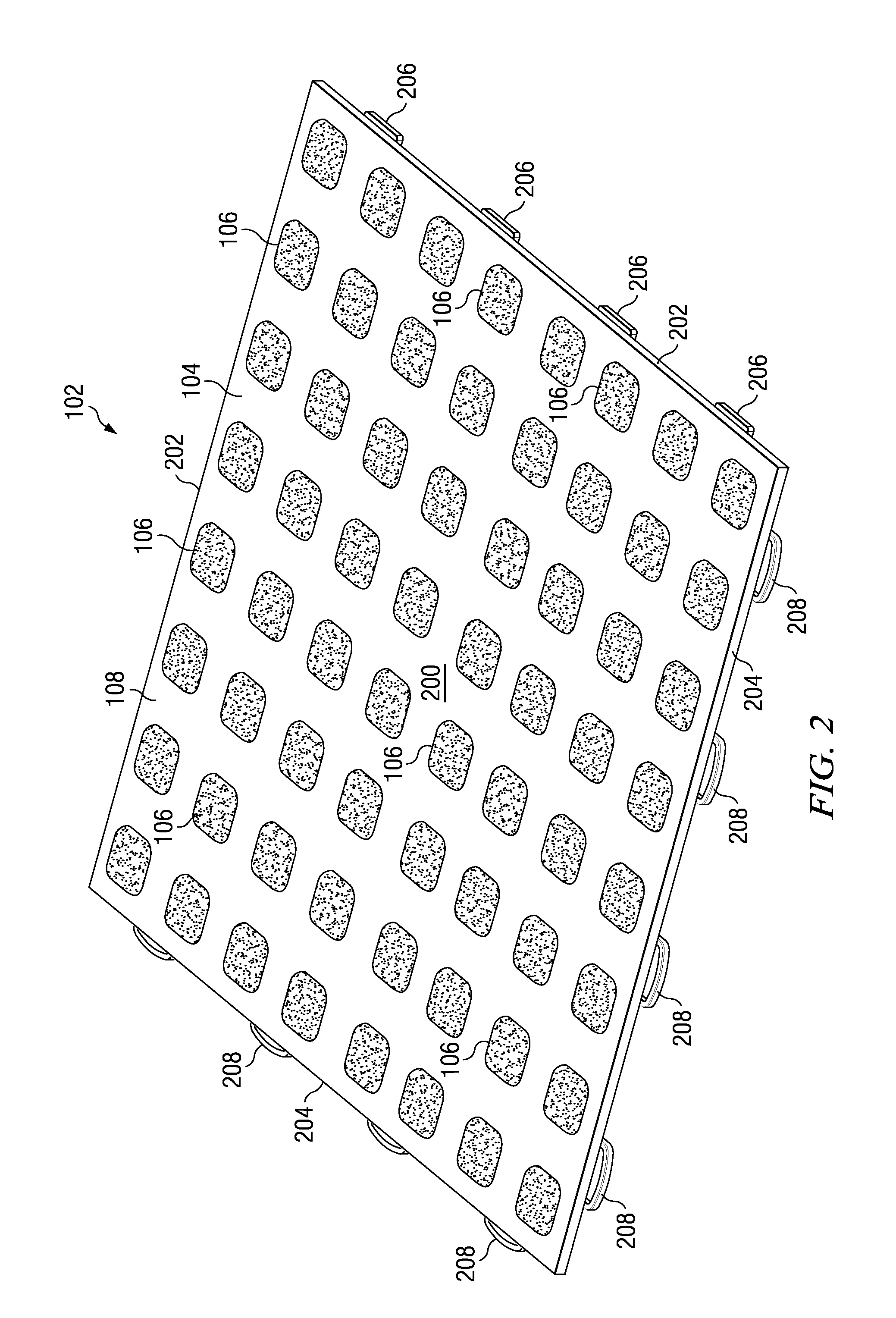 Floor tile with overmold crush rings