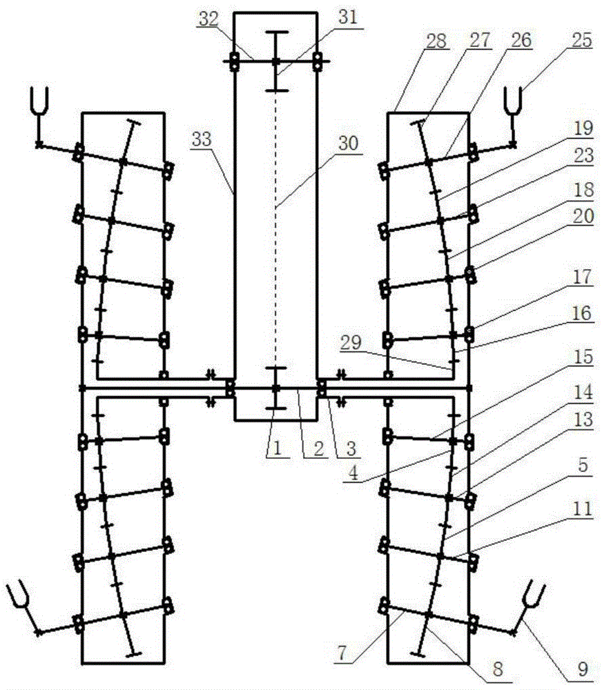 Nine-axis non-conical gear planetary gear system transplanting mechanism for pot seedlings in wide and narrow rows