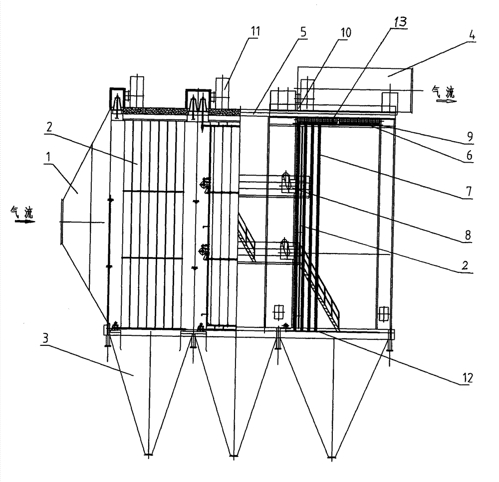 Electro-filtration duplex double-phase dust remover