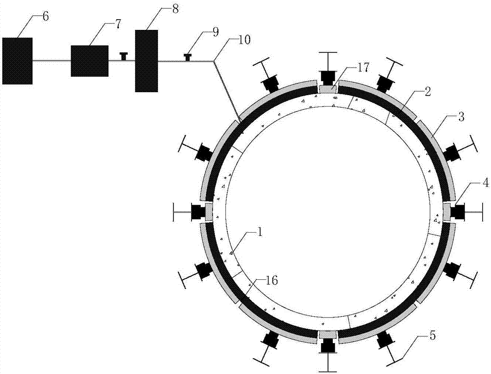 Shield tunnel pipe ring impermeability performance testing method with simulation of water and soil loading effects