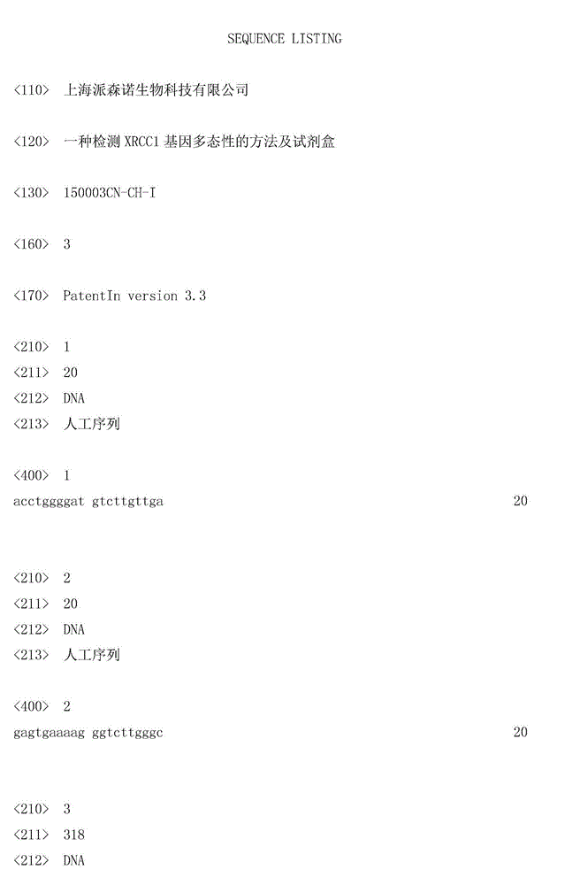 Method and kit for detecting polymorphism of XRCC1 gene