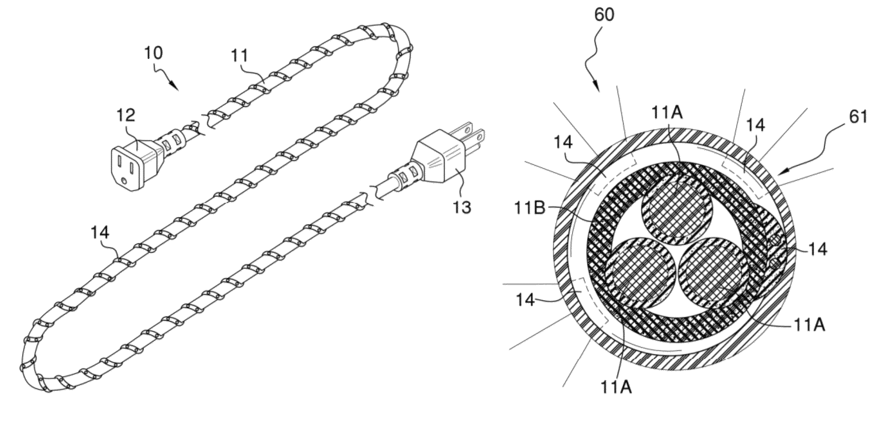 Self-illuminating extension cord