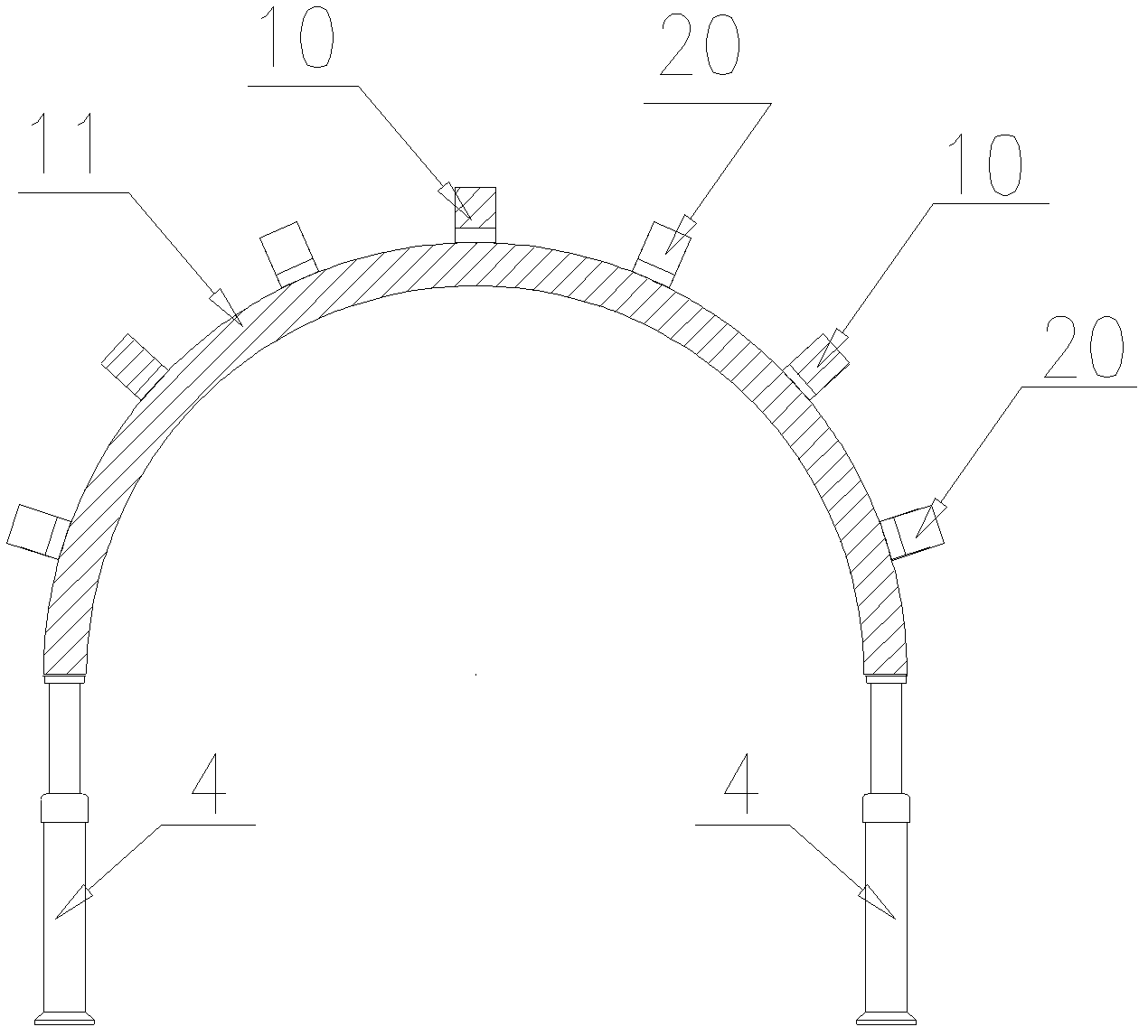 Tunnel self-advancing support shed