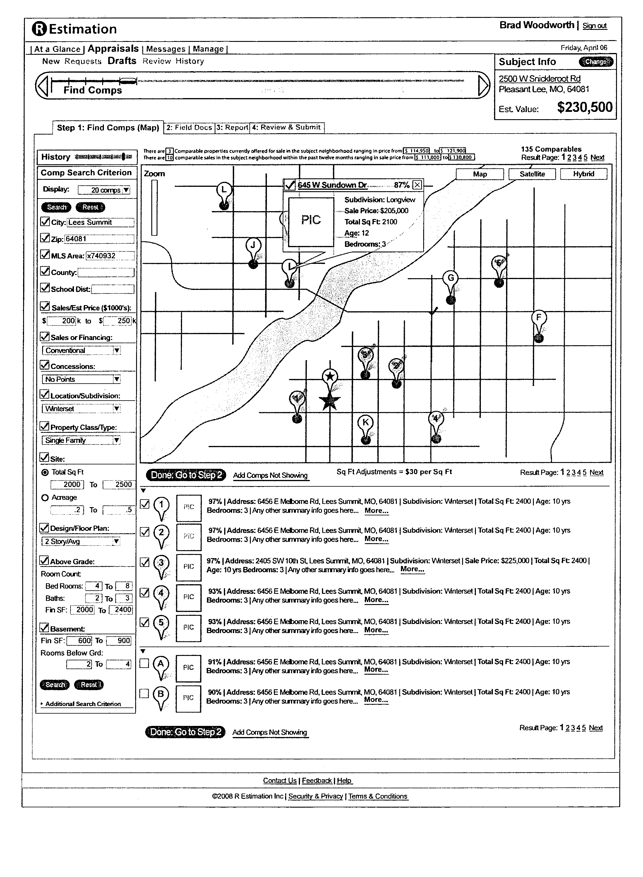 Real estate appraisal system and method