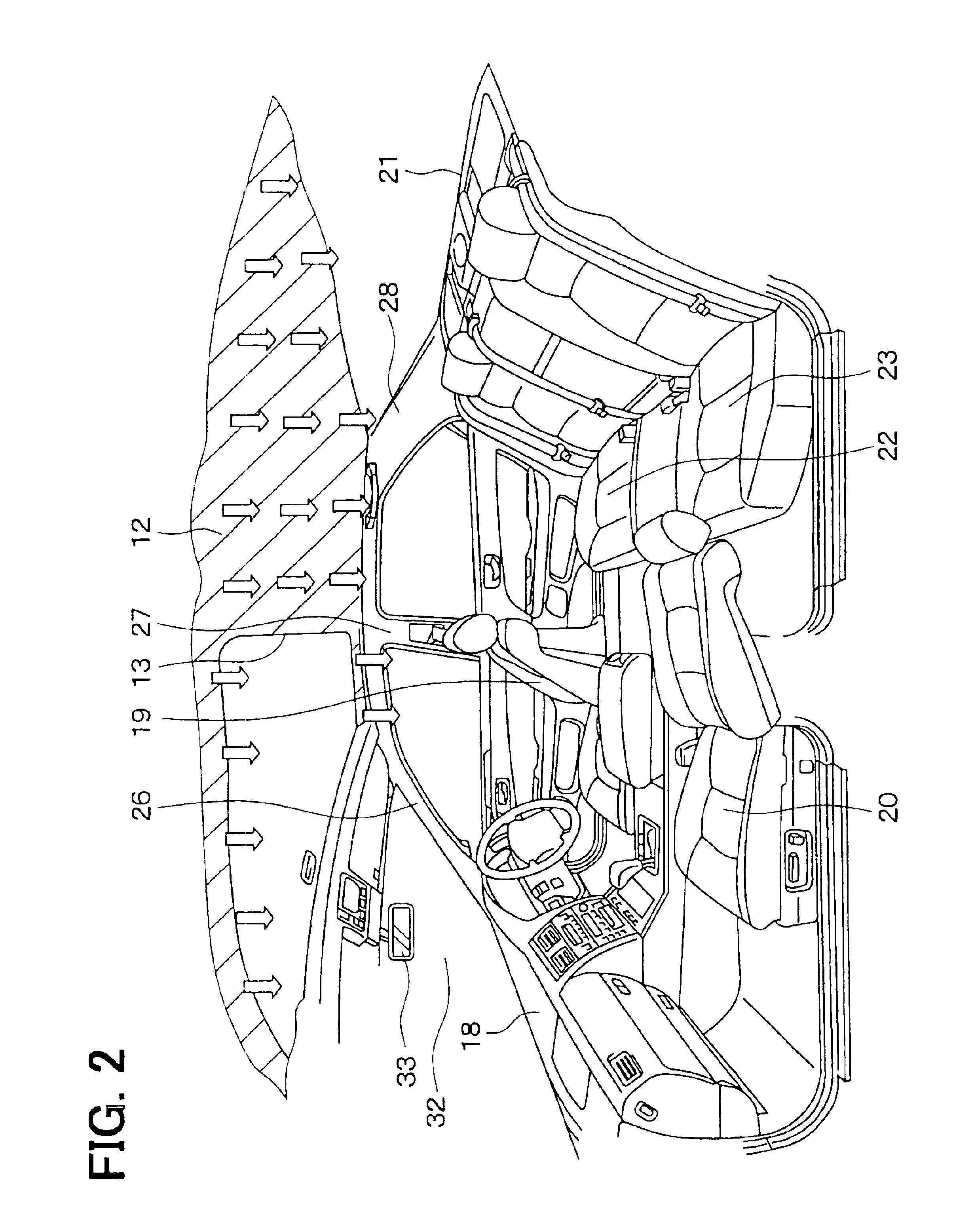 Ceiling air passage system for vehicle air conditioner