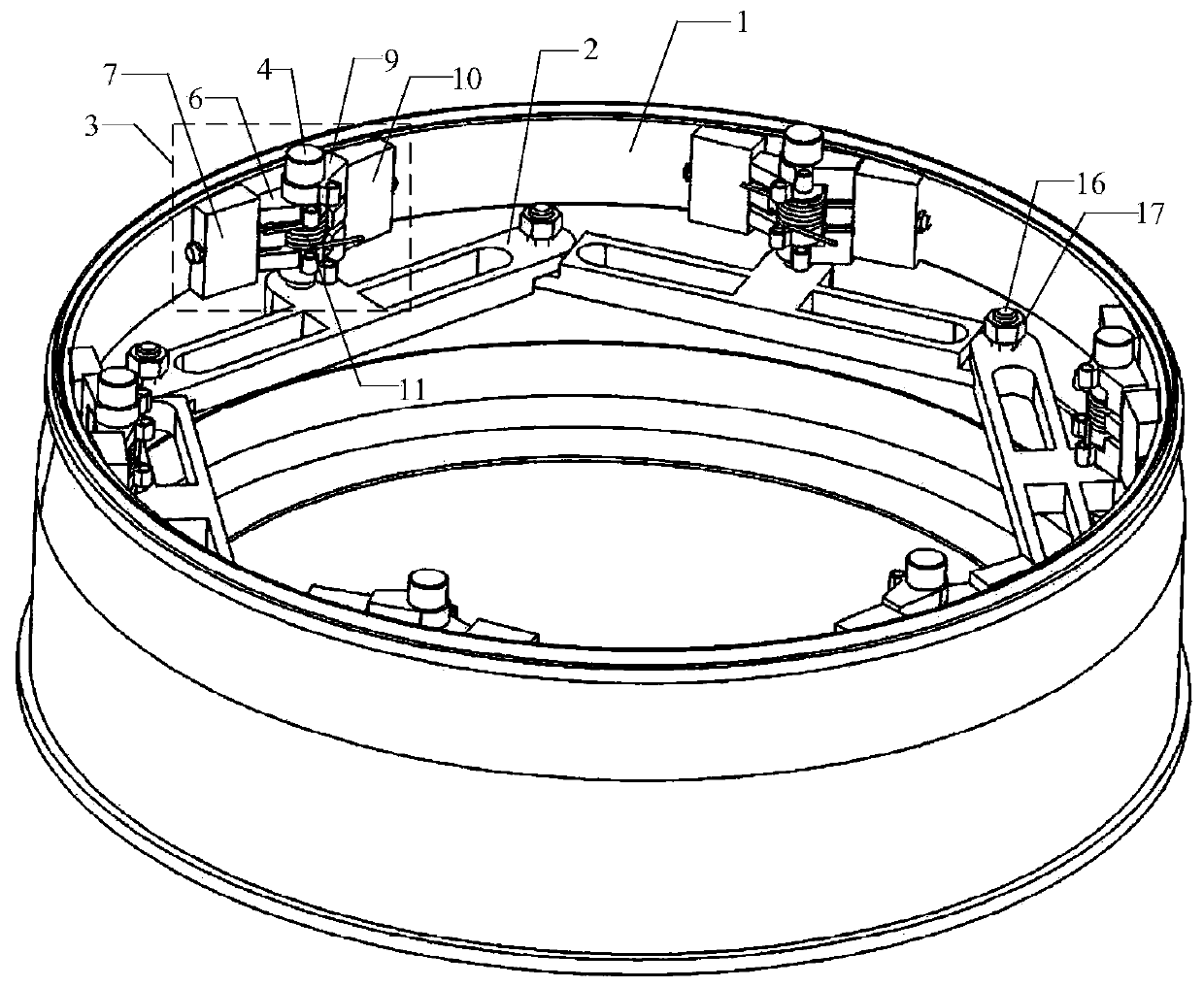 Auxiliary clamp for inhabiting cutting machining vibration of thin-walled casing