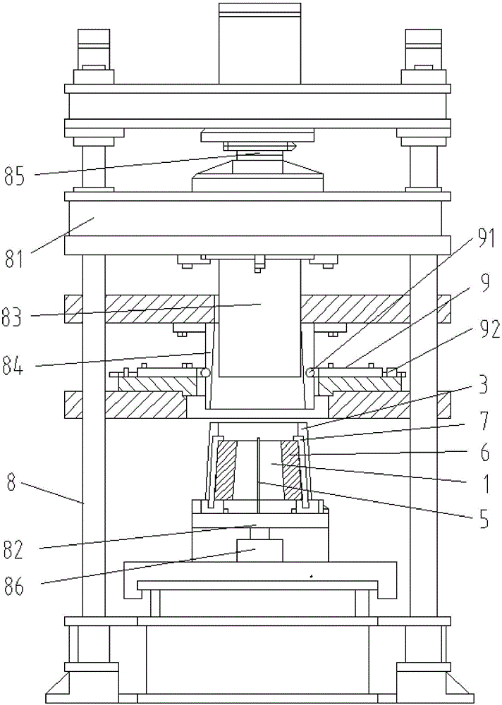 Buckle piece lamination device of conical stator punching sheet