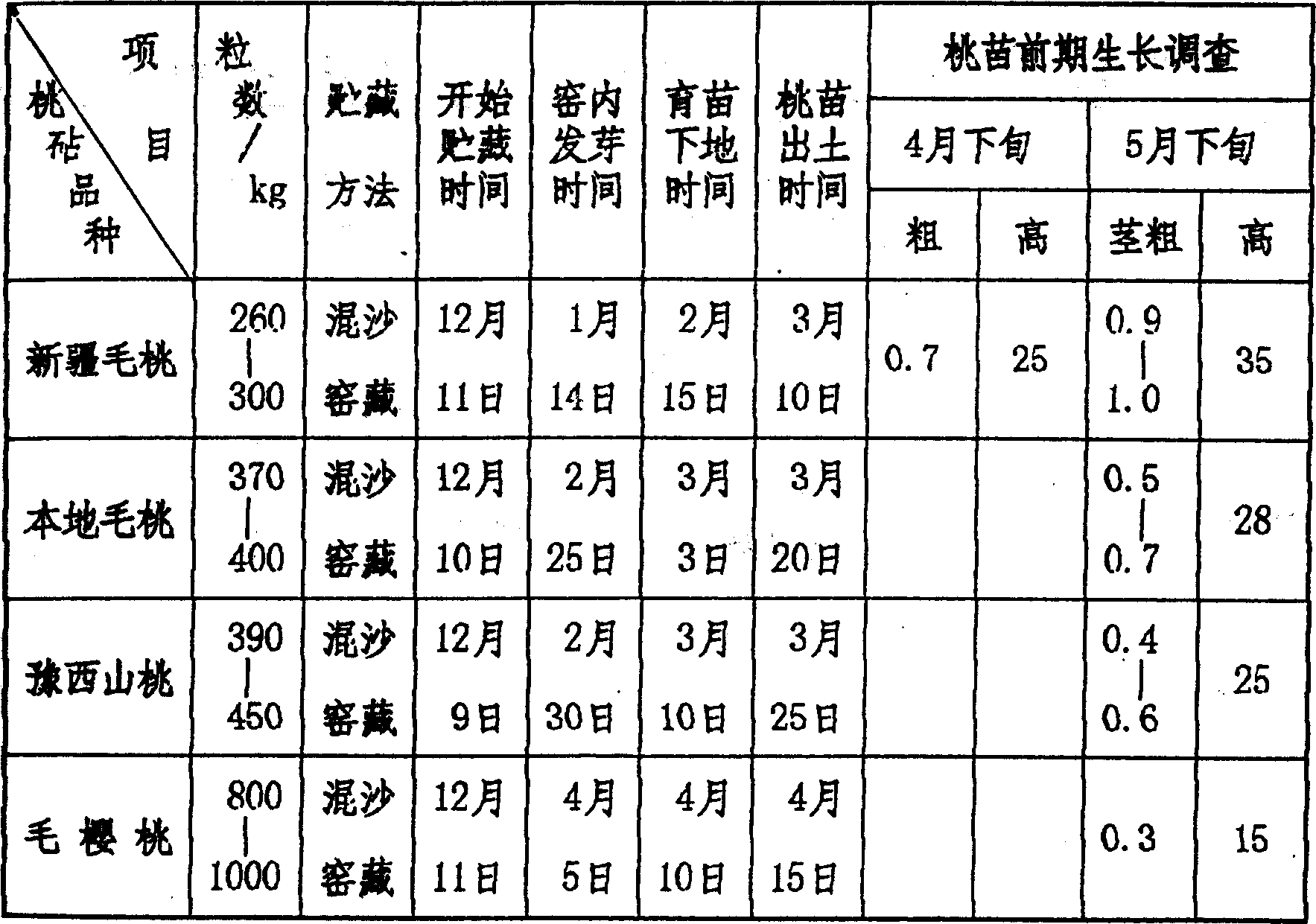 TRechnique for growing seedlings of American cross bred plummy apricot