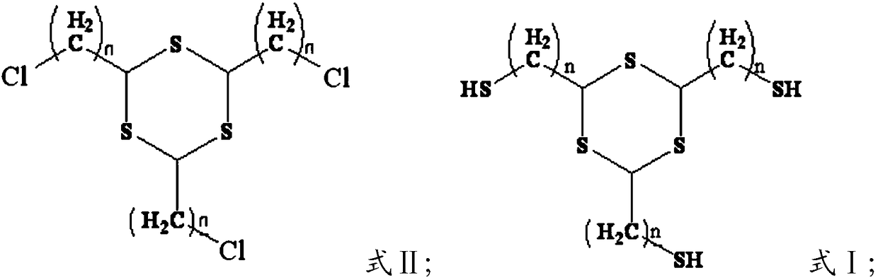 Preparation method for polymercaptan compound containing 1,3,5-trithian structure and application thereof