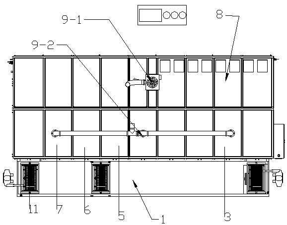 Full-automatic ultrasonic washing device aiming at tandem pump body shells and pump covers