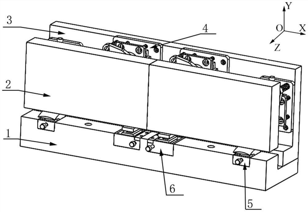 High-stability grating splicing five-dimensional adjusting mechanism