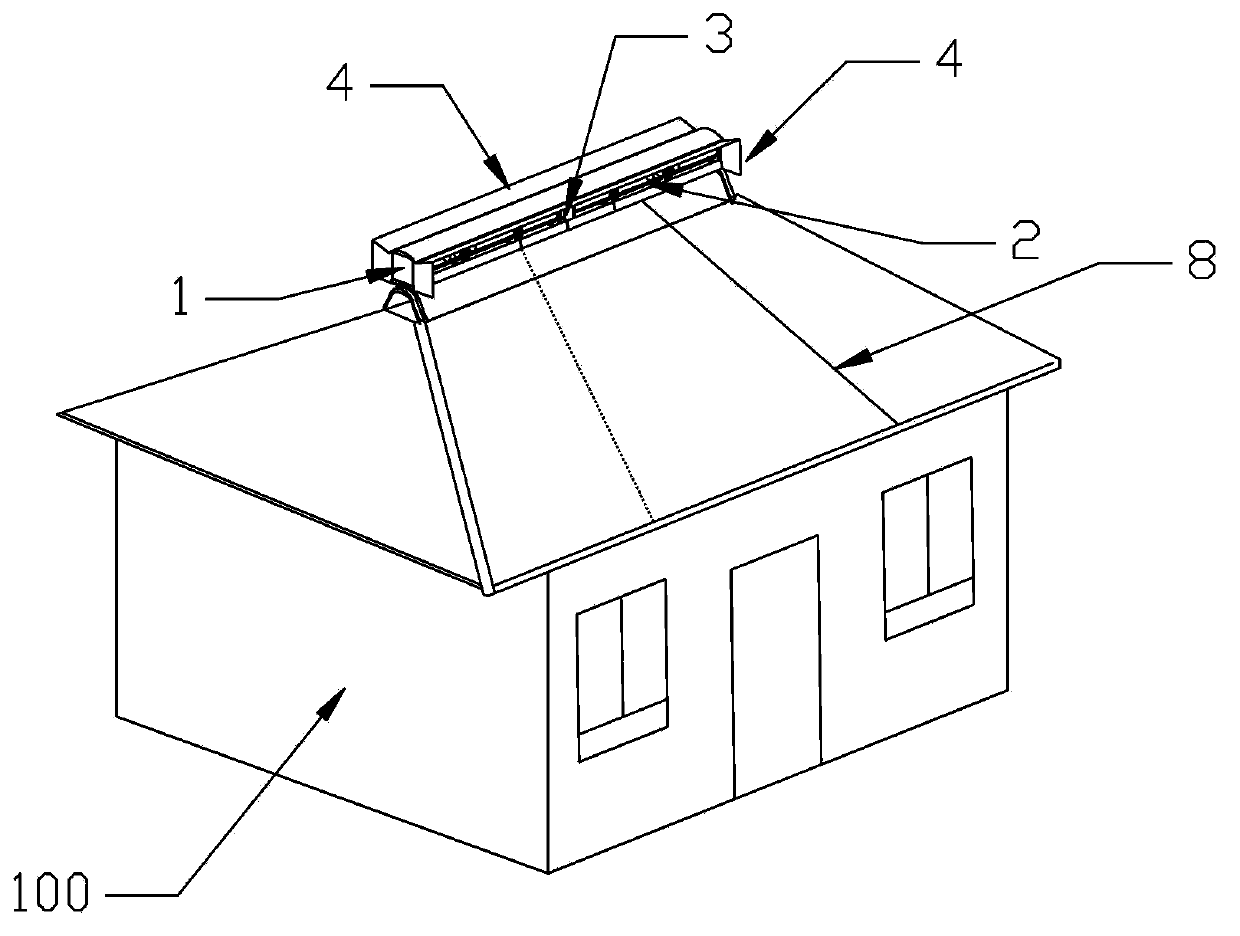 Lying cross-flow horizontal axis roof wind power generation device