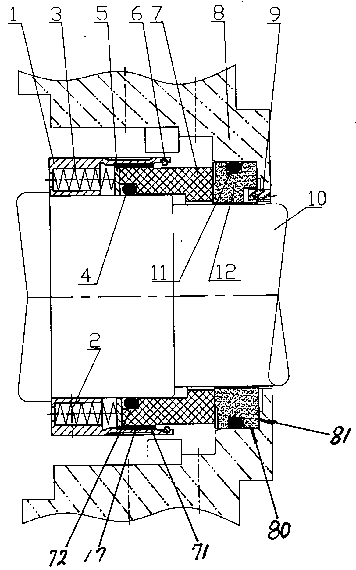 Mechanical dry gas sealing device for pumps