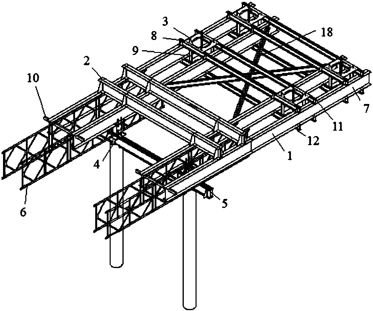 Steel pipe pile guiding frame structure and construction method