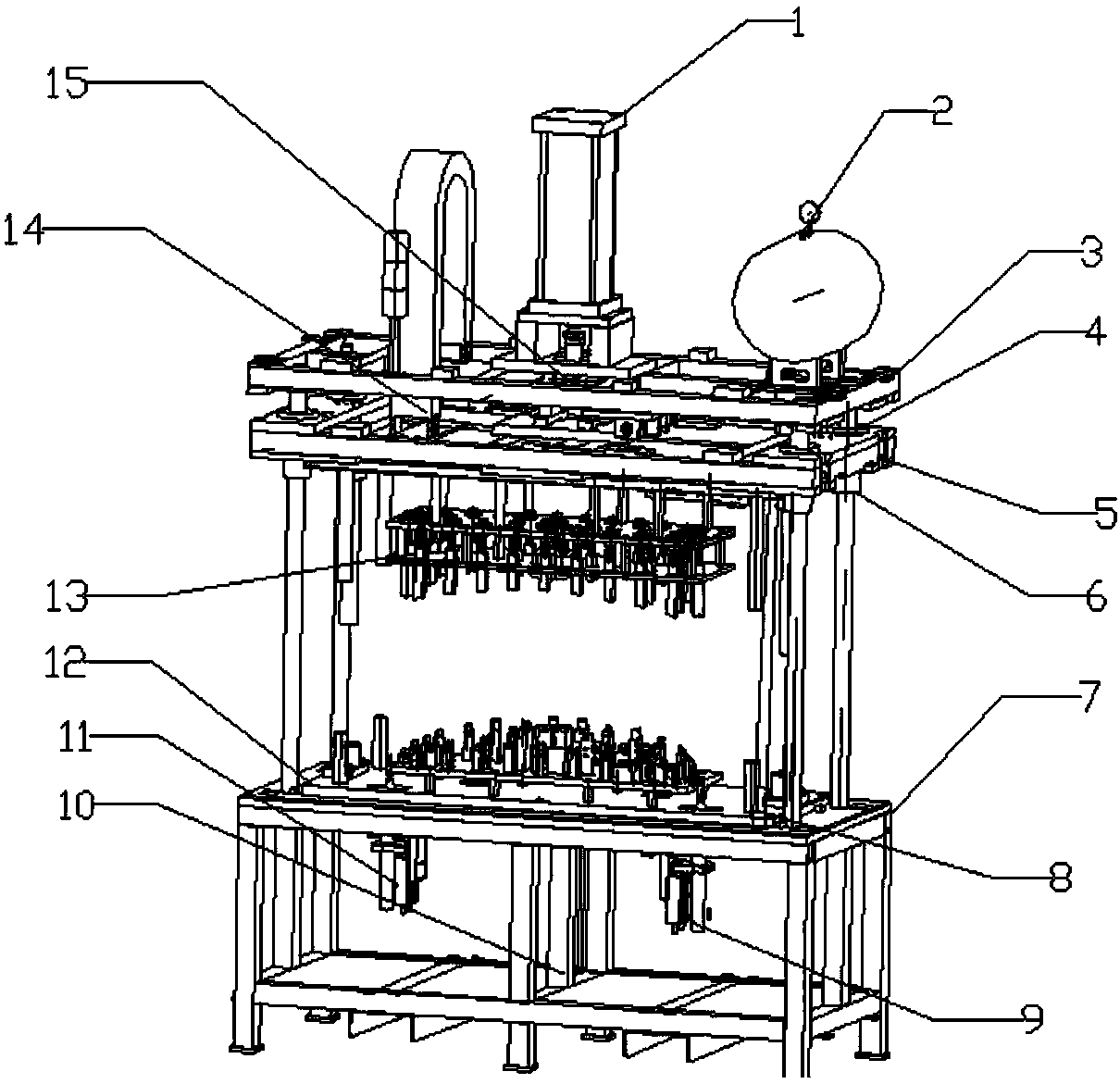 Automatic assembling and detecting device for automobile front grille