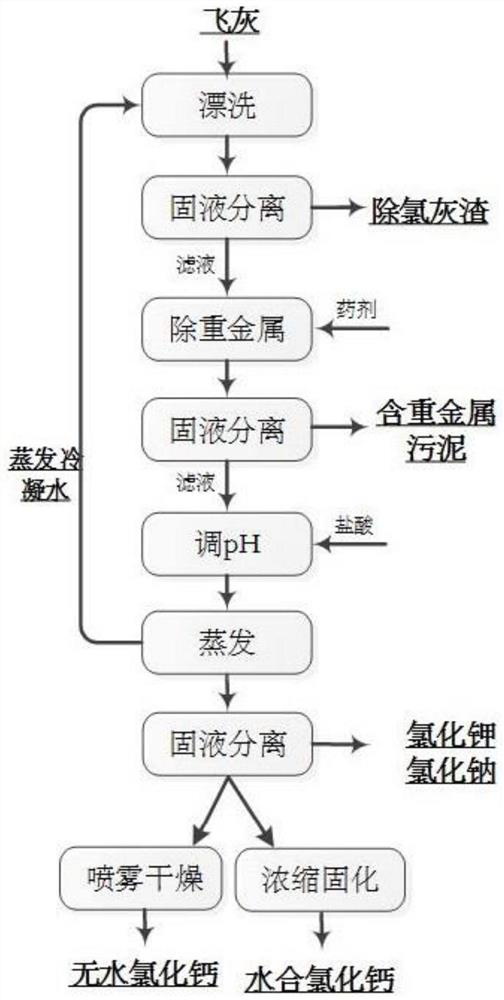 Process for extracting calcium chloride from waste incineration fly ash