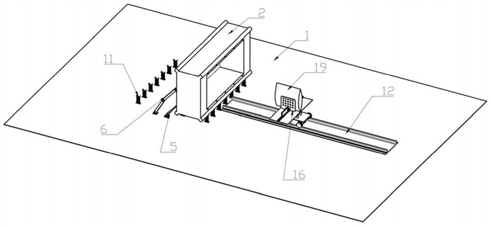 Transverse ice load loading device and method for ice collision of engineering structure