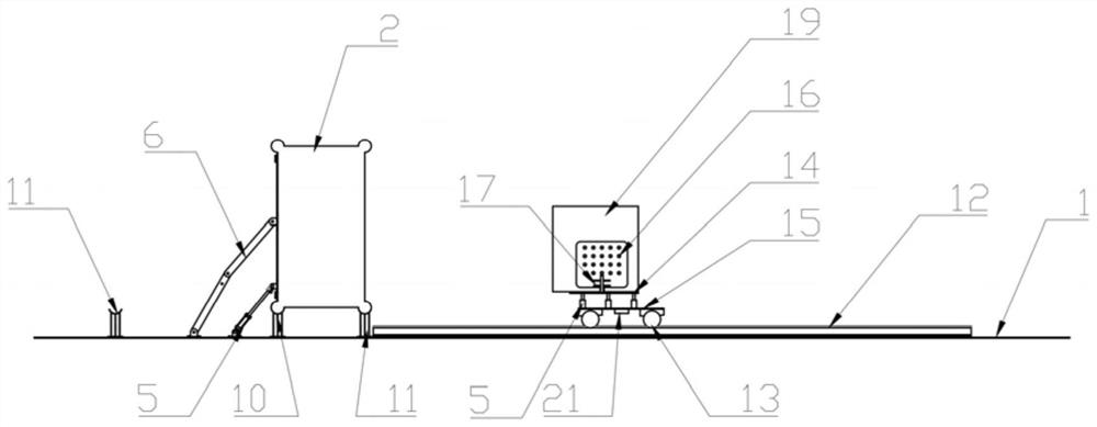 Transverse ice load loading device and method for ice collision of engineering structure