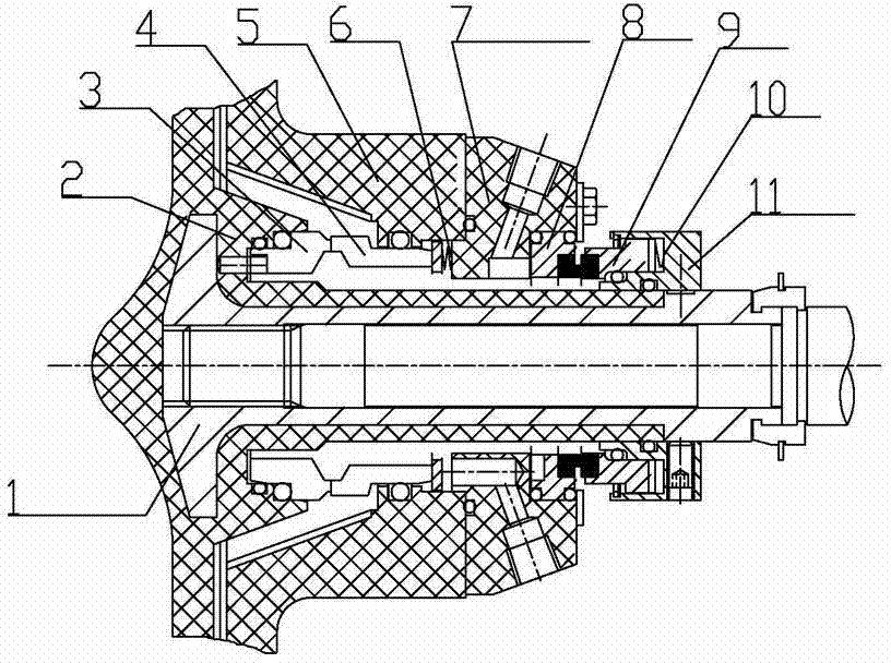 Built-in type double mechanical seal structure of plastic pump