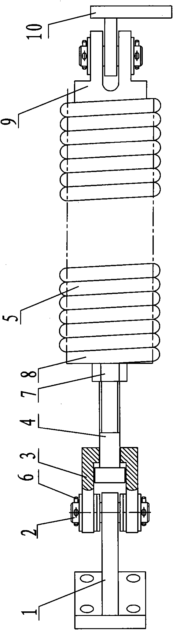 Connection structure of tension spring type balance spring of double-arm folding type high-voltage alternating current isolating switch