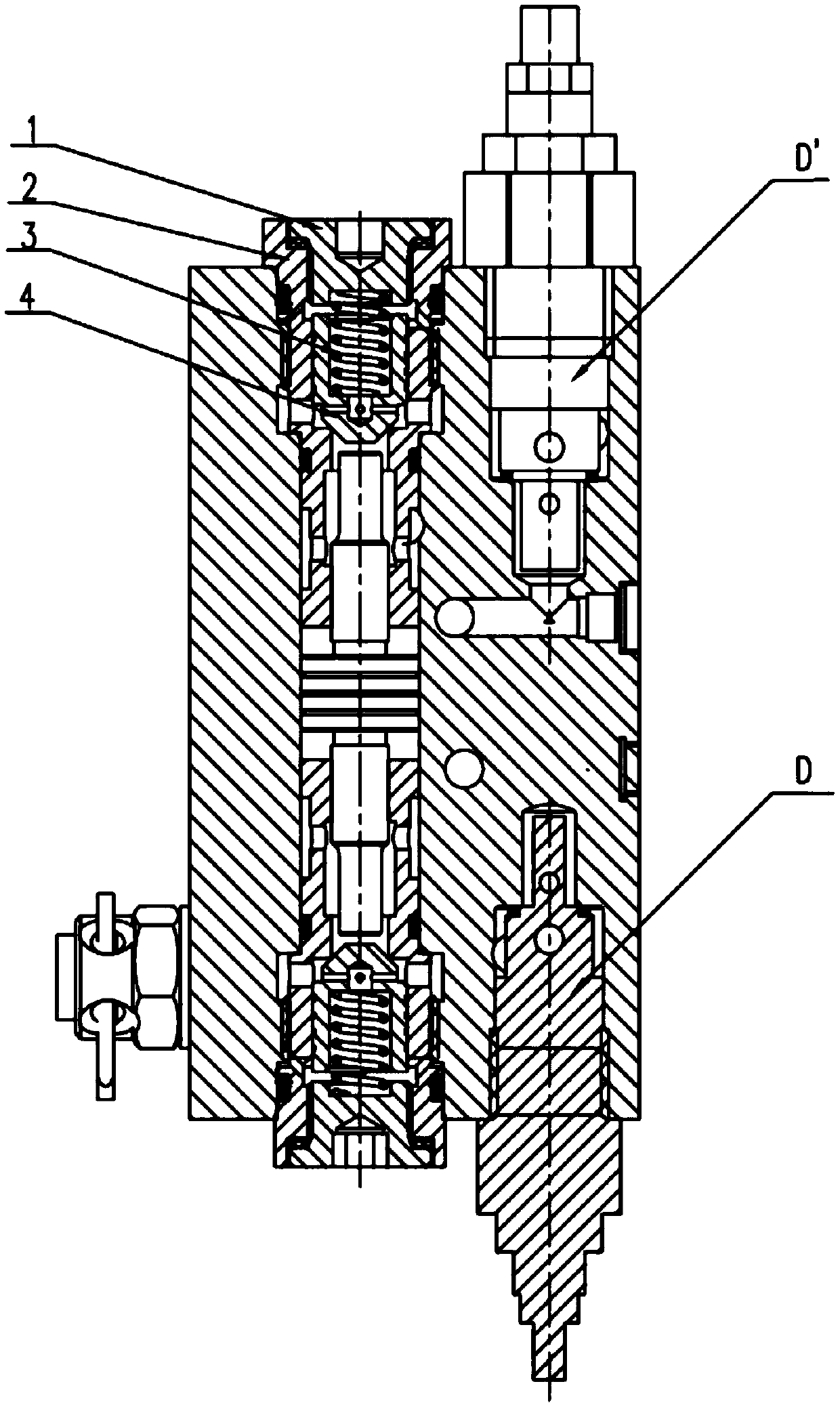 Two-way control valve suitable for height adjustment system of short wall shearer