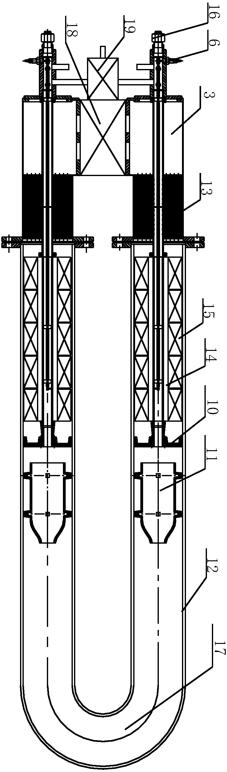 Regeneration type radiant tube gas combustor for medium-low-heat-value fuel gas