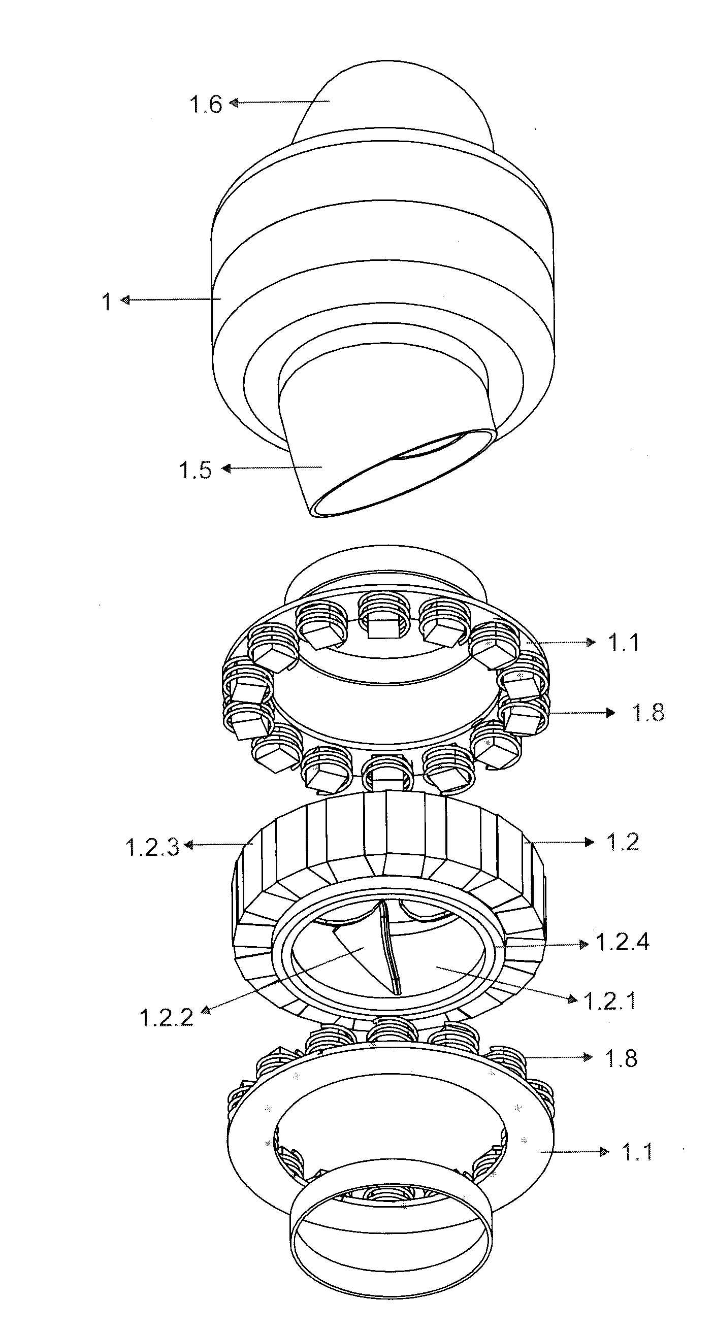 Trans arterial permanent heart assist device with double stators