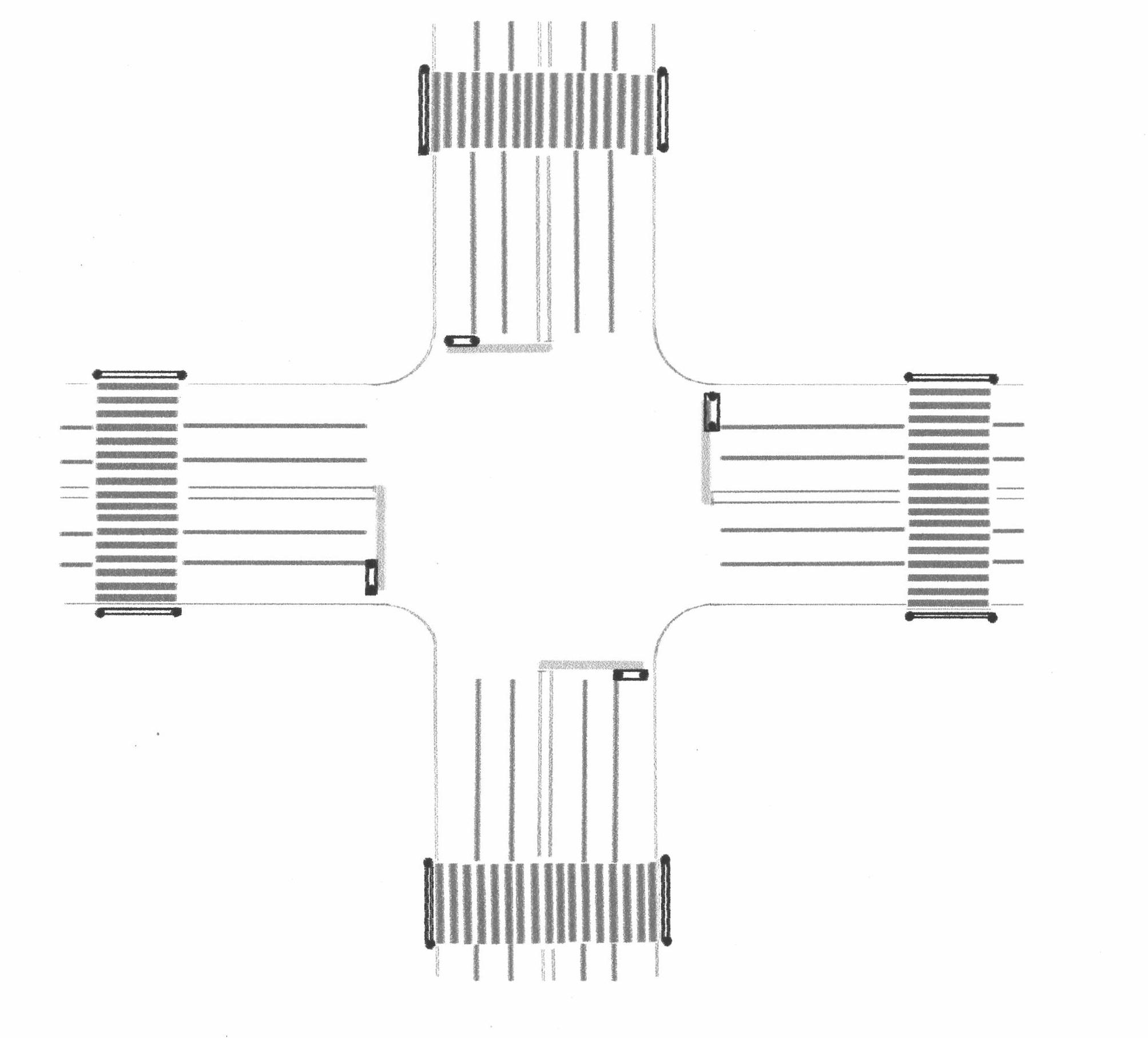 Safety guardrail for urban level crossing